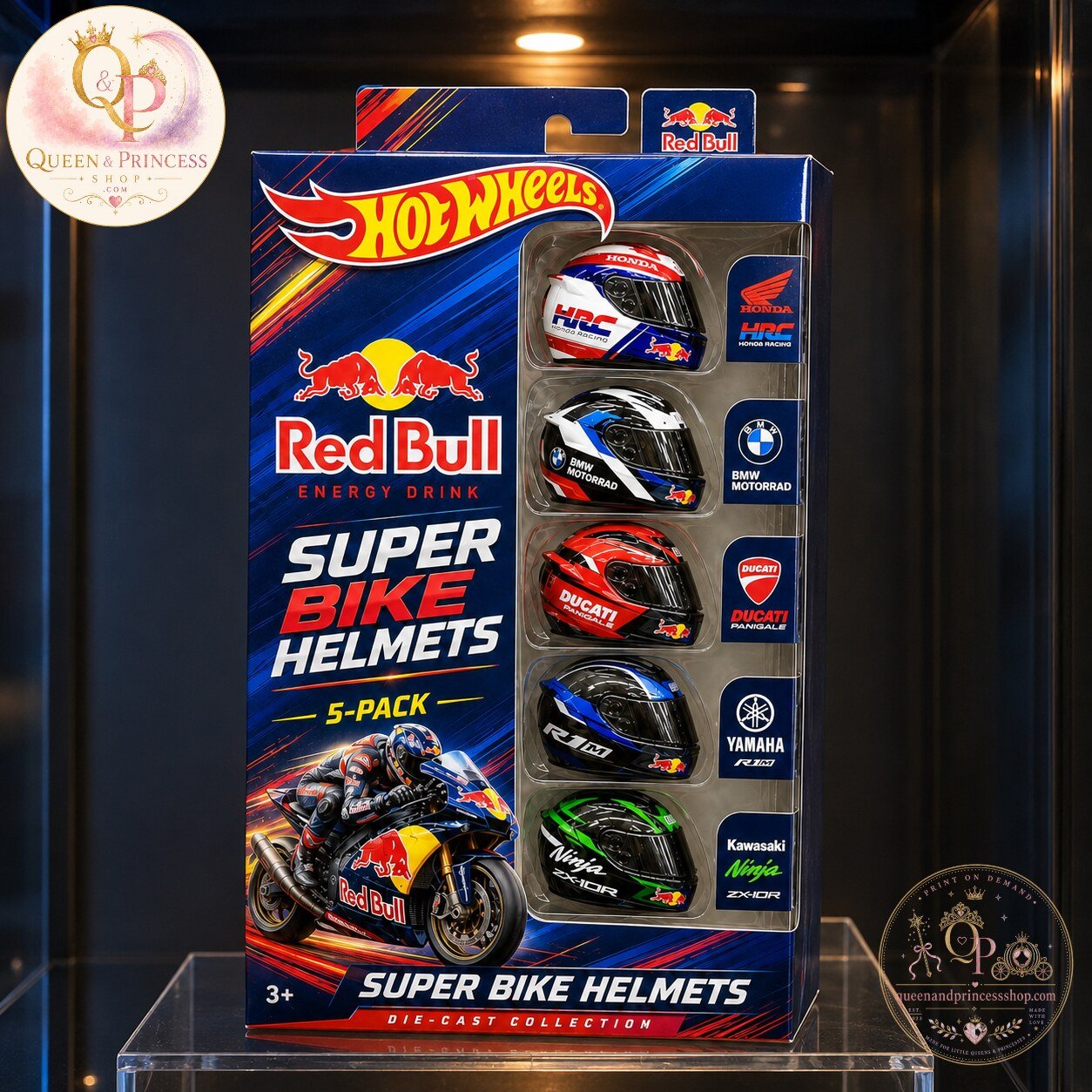 Hot Wheels Red Bull Super Bike Helmets 5-Pack Die-Cast Collection