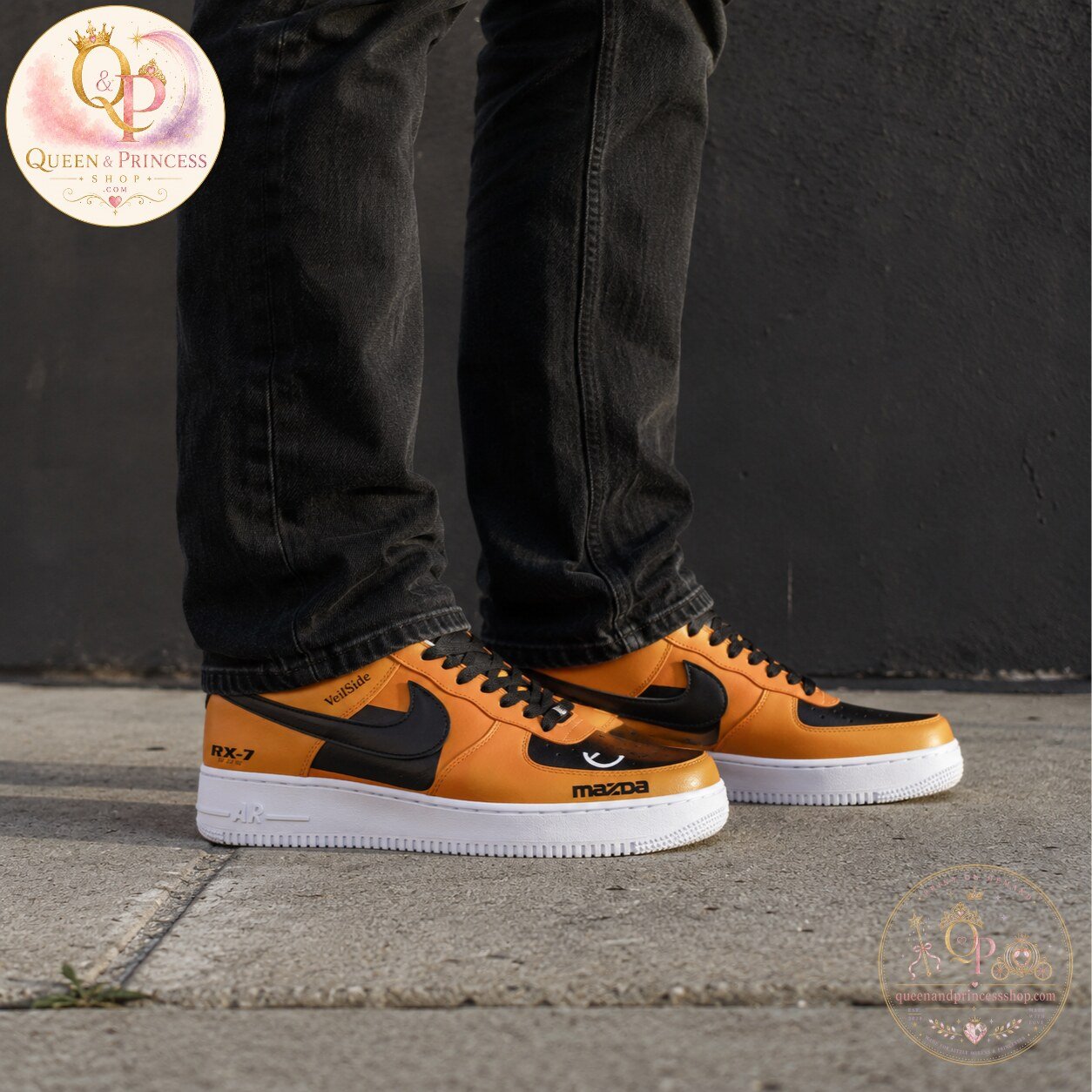 Mazda RX-7 Veilside Orange Custom Air Force Shoes 6 Mazda RX-7 Veilside Orange Custom Air Force Shoes