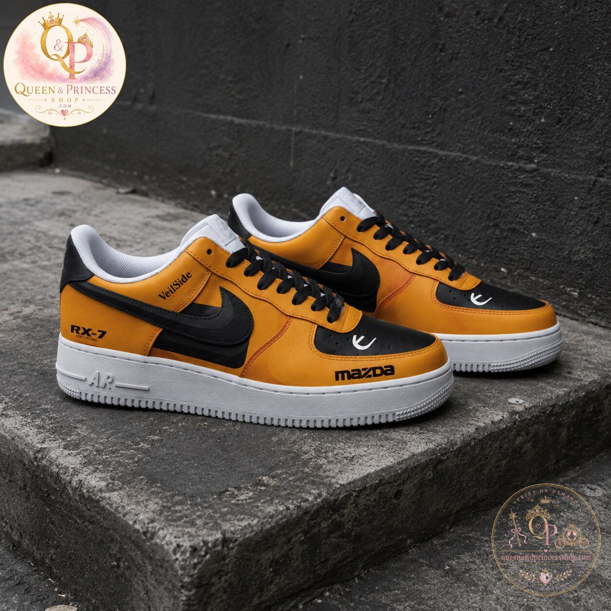 Mazda RX-7 Veilside Orange Custom Air Force Shoes 7 Mazda RX-7 Veilside Orange Custom Air Force Shoes
