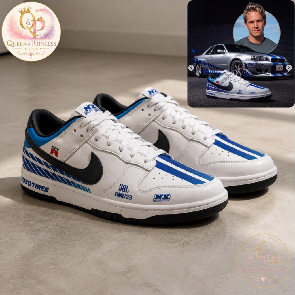 Nissan Skyline GT-R R34 Blue Silver Custom Air Force Shoes Nissan Skyline GT-R R34 Blue Silver Custom Air Force Shoes