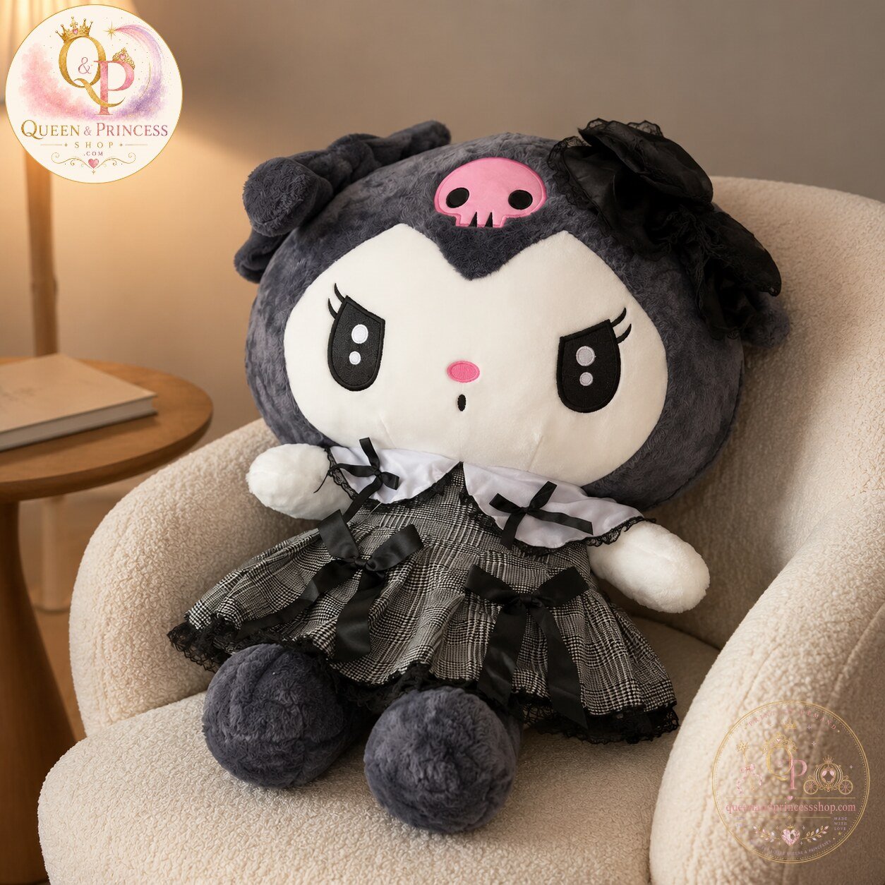 Kuromi Grey Plaid Dress Plush Toy 7 Kuromi Grey Plaid Dress Plush Toy